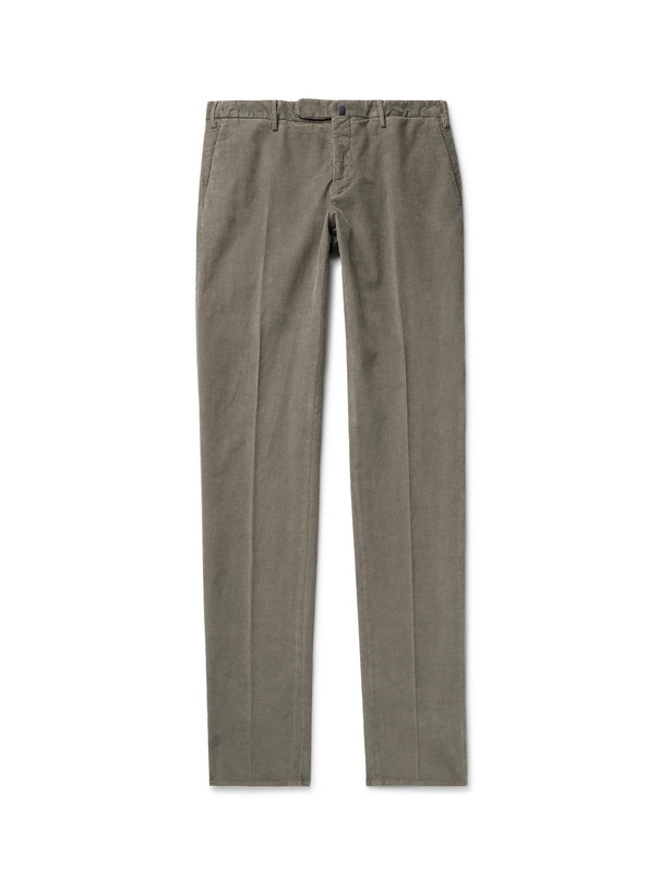 Photo: INCOTEX - Slim-Fit Stretch-Cotton Needlecord Trousers - Gray