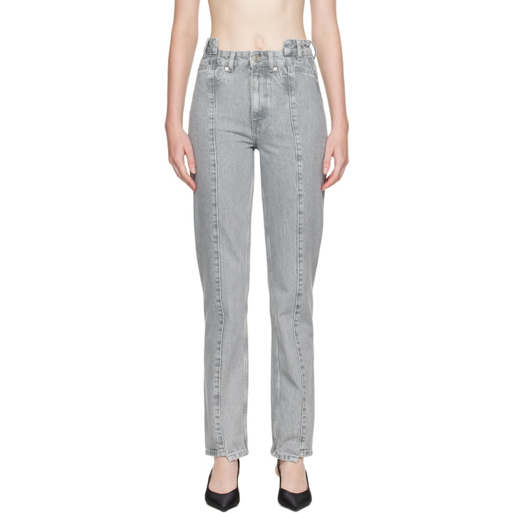 Photo: GANNI Gray Rigid Denim Fold Jeans