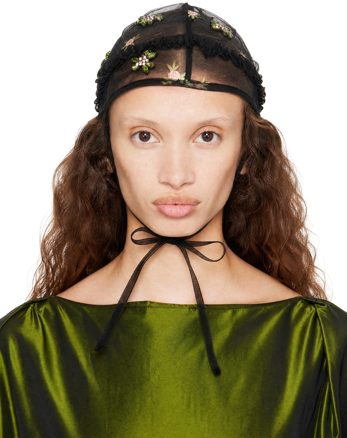 Simone Rocha Black Frill Embellished Bonnet