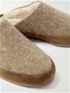 Mulo - Suede-Trimmed Shearling-Lined Recycled-Wool Slippers - Brown