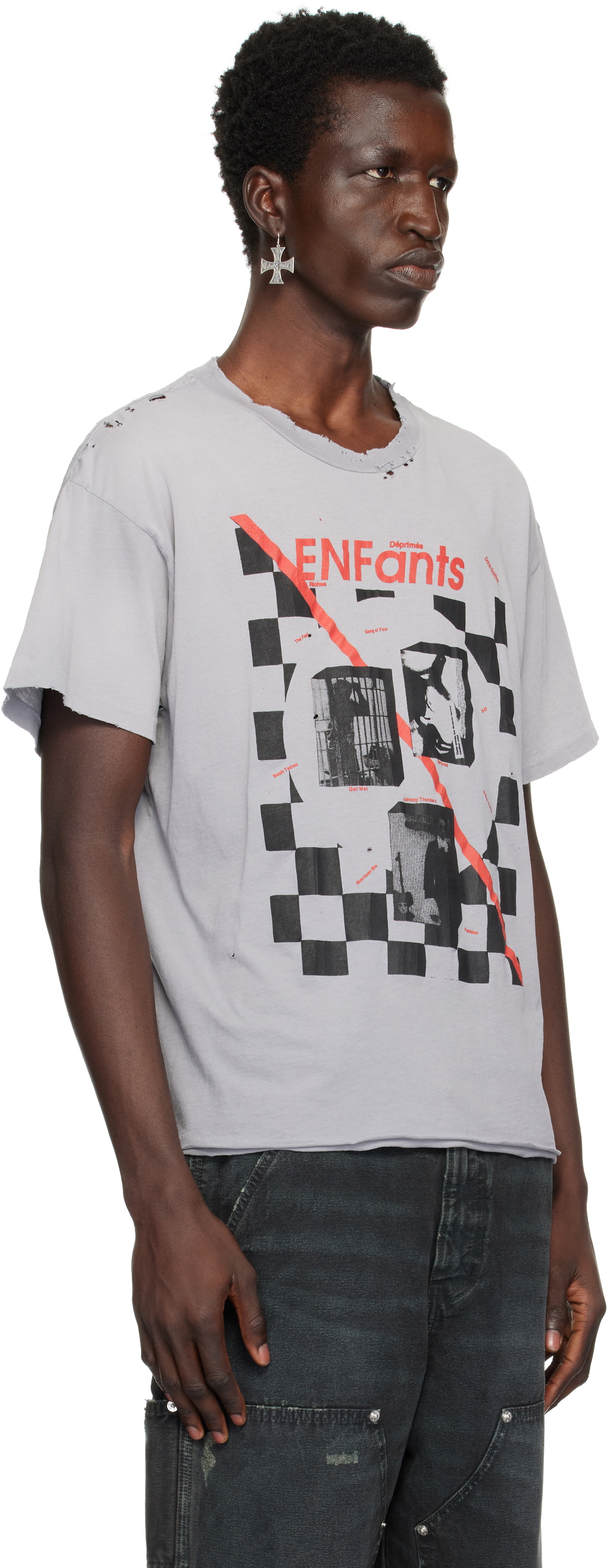 Enfants Riches Déprimés Gray Checkered Fan Zine T-shirt Enfants