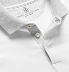 Brunello Cucinelli - Slim-Fit Contrast-Tipped Cotton-Jersey Polo Shirt - White