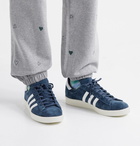 ADIDAS ORIGINALS - Campus 80s Leather-Trimmed Suede Sneakers - Blue