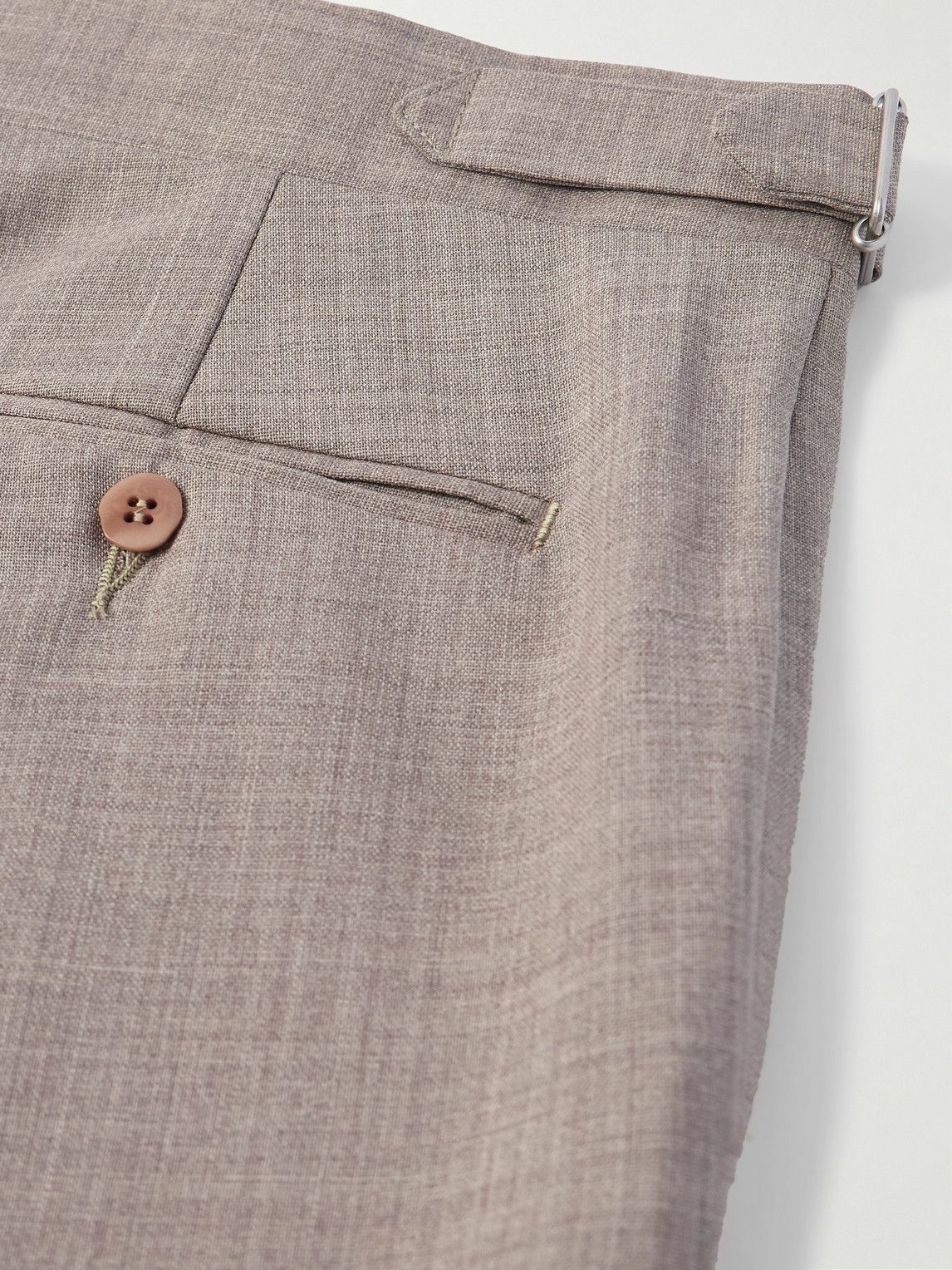 Stòffa - Wide-Leg Pleated Wool Suit Trousers - Brown