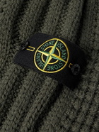 Stone Island - Logo-Appliquéd Waffle-Knit Merino Wool Jacket with Detachable Down Liner - Green