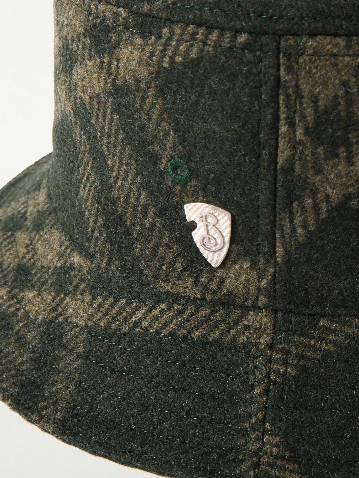 Burberry - Logo-Appliquéd Checked Brushed-Wool Bucket Hat - Green