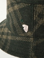 Burberry - Logo-Appliquéd Checked Brushed-Wool Bucket Hat - Green
