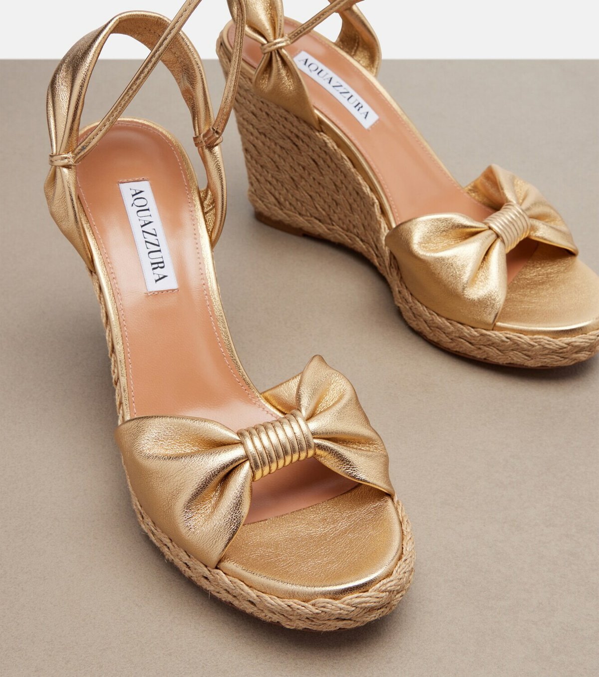 Aquazzura Carina metallic leather espadrille wedges