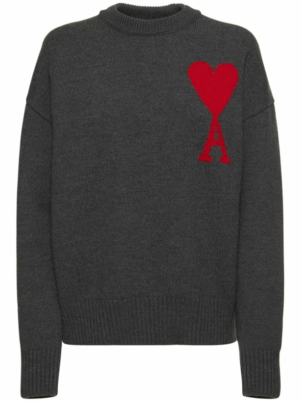 Photo: AMI PARIS Logo Oversize Wool Crewneck Sweater