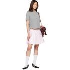 Thom Browne Pink Oxford 4-Bar Drawstring Pleated Miniskirt