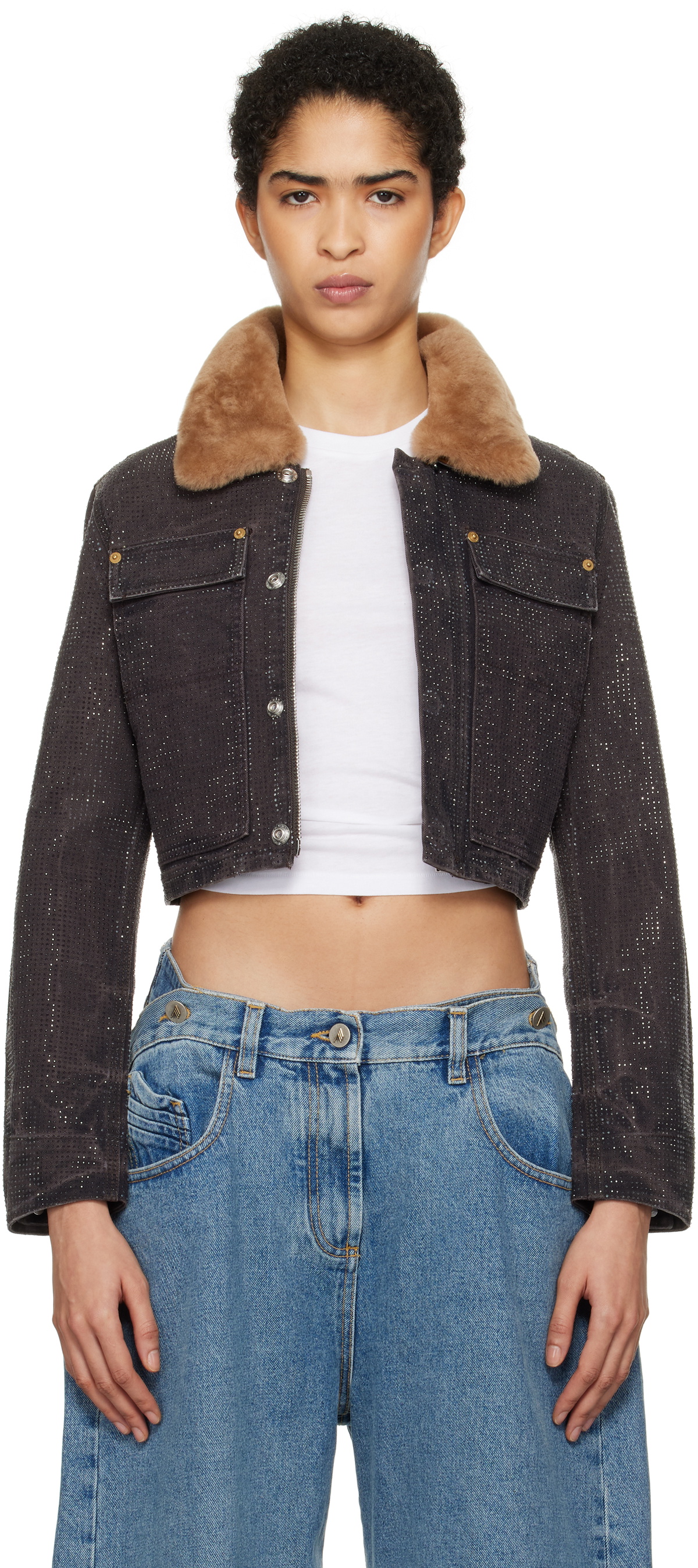 Alexander Wang Gray Workwear Shrunken Trucker Jacket Alexander Wang