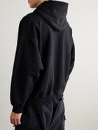 Balenciaga - Paris Thunderstorm Distressed Logo-Print Cotton-Jersey Hoodie - Black