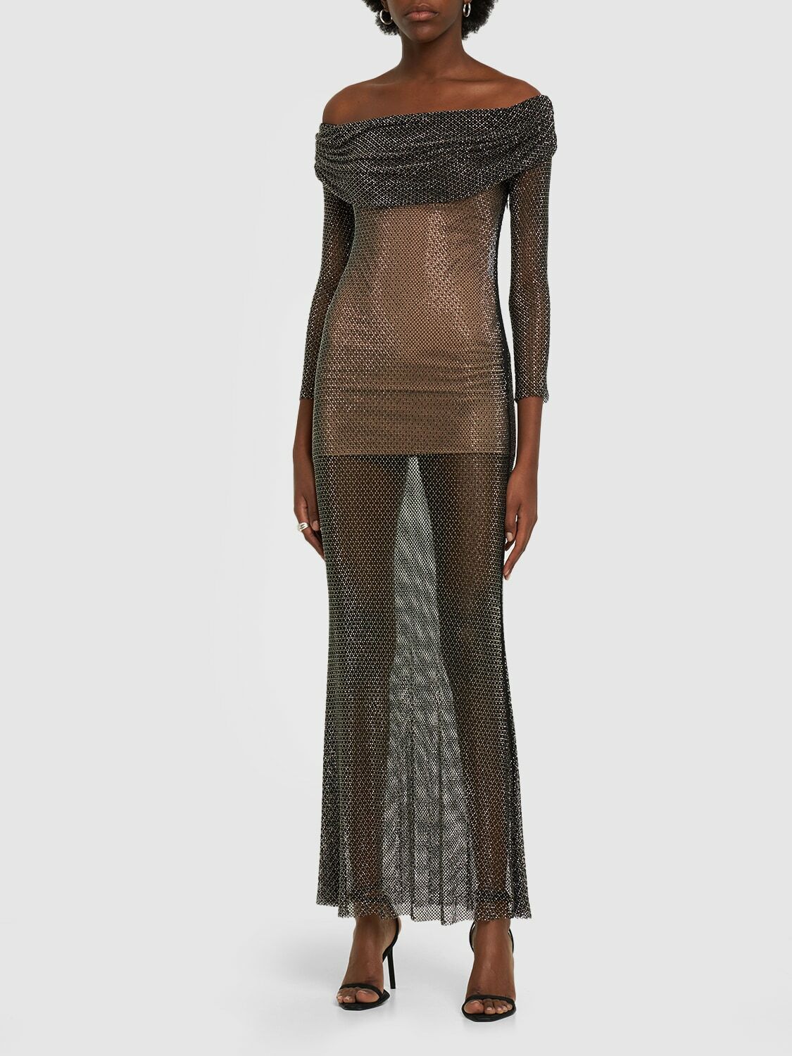SELF-PORTRAIT ワンピース Embellished mesh maxi dress955678 Self-Portrait Crystal-embellished mesh maxi dress Self-Portrait