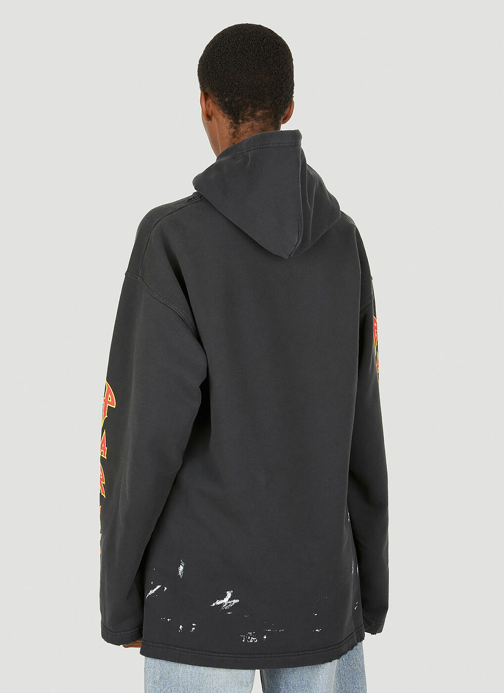 Logo Print Hooded Sweatshirt in Black Balenciaga