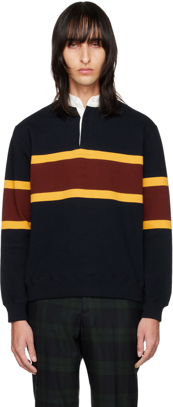 Photo: BEAMS PLUS Navy Stripe Polo