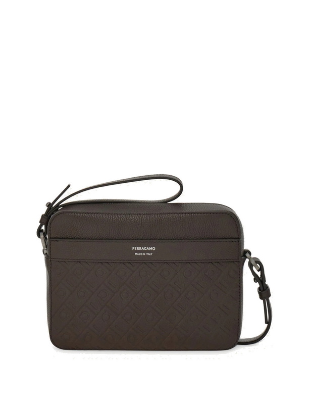 Photo: Ferragamo Mens Ferragamo Monogram shoulder bag in Brown