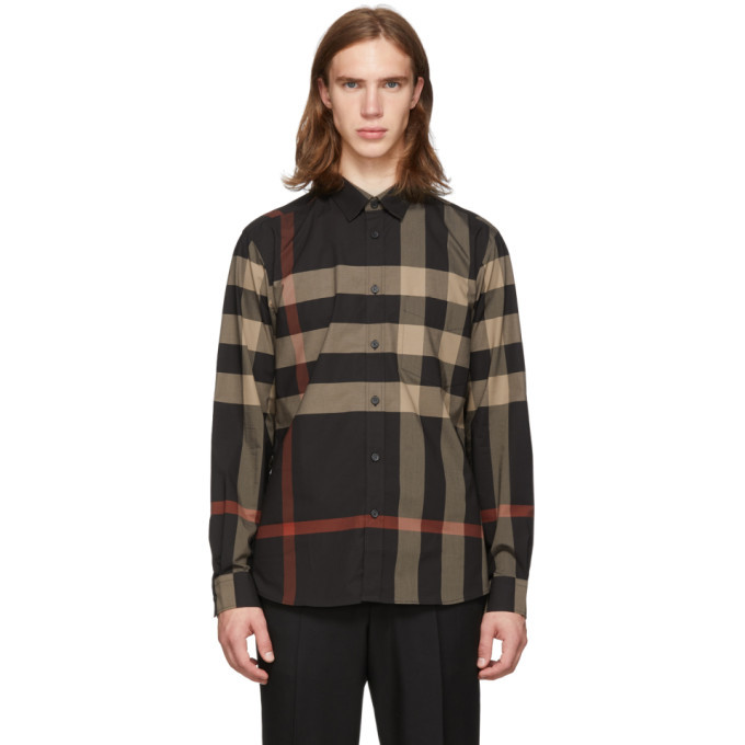 Burberry 'SOMERTON' Short Sleeve Check Stretch Cotton Shirt