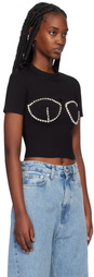 AREA Black Crystal Bustier Cup T-shirt