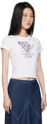 Anna Sui White Crewneck Beach Girl Baby T-shirt