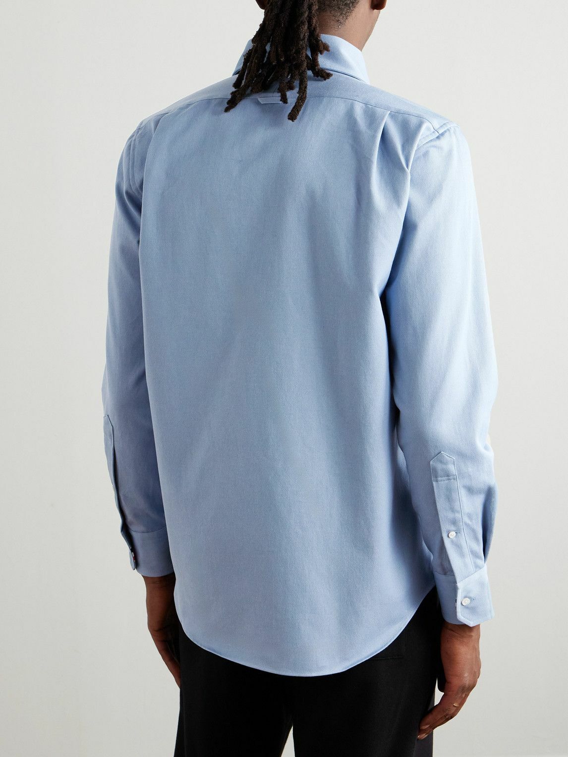Thom Browne - Button Down-Collar Logo-Appliquéd Cotton-Twill Shirt - Blue