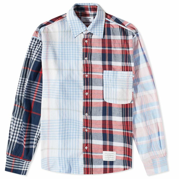 Photo: Thom Browne Men's Funmix Plaid Button Down Shirt in White