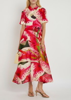 Tory Burch Printed Silk-twill Midi Shirt Dress Pink