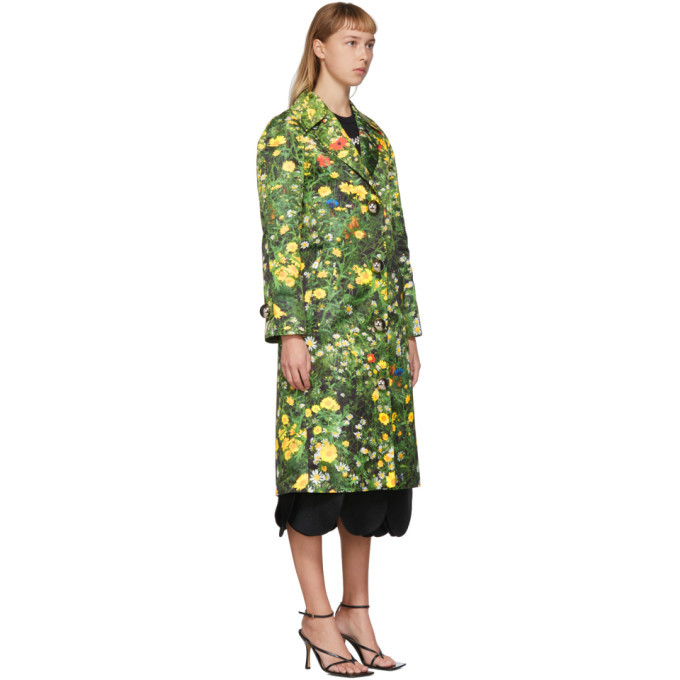 Christopher Kane Green Satin London Field Coat Christopher Kane