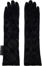Marine Serre Black Recycled Mesh Flock Long Gloves