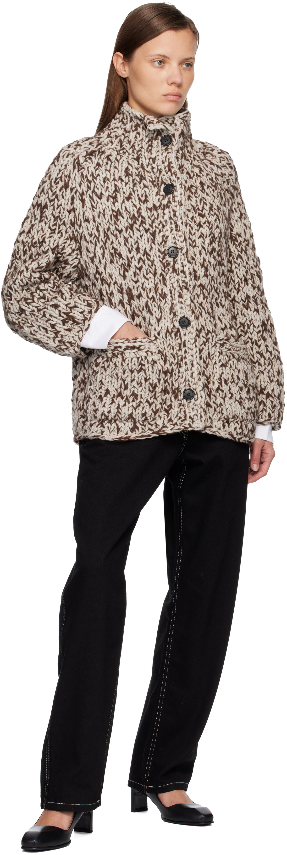 CASEY CASEY Brown Hand-Knit Cardigan