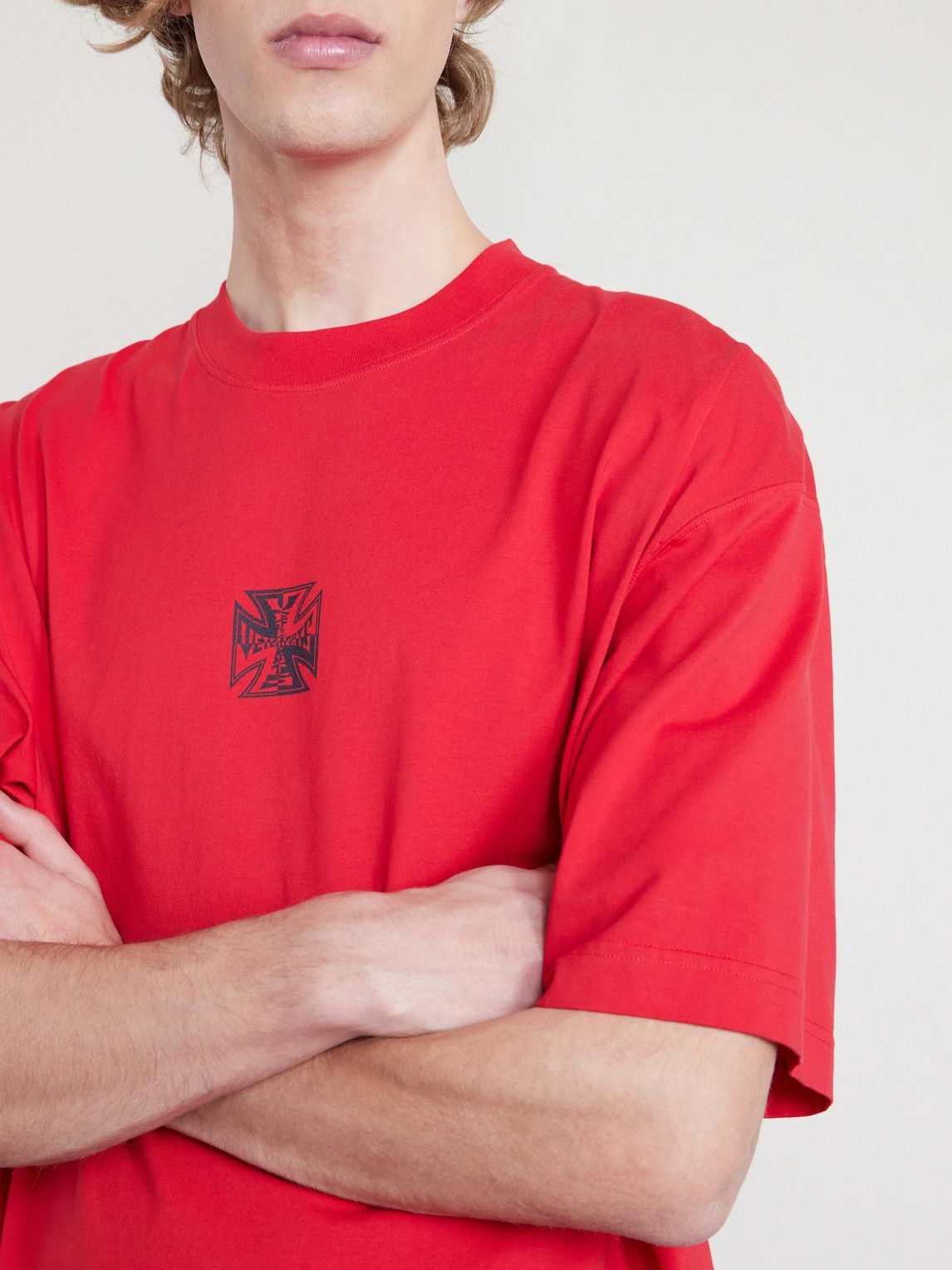 VETEMENTS - Biker Cross Logo-Print Cotton-Jersey T-Shirt - Red