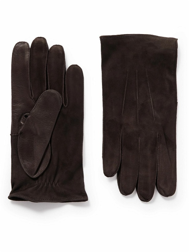 Photo: Zegna - Leather-Trimmed Suede Gloves - Brown