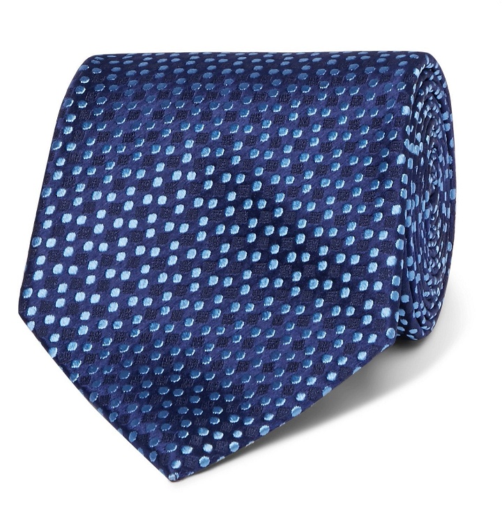 Photo: Charvet - 8.5cm Polka-Dot Silk-Jacquard Tie - Blue