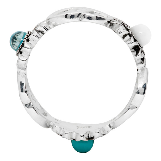 Gucci Silver Interlocking G Flower Marmont Ring