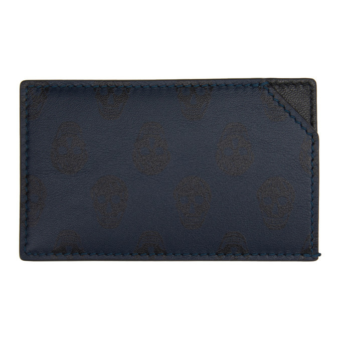 Abstract Leather Cardholder in NAVY MULTI