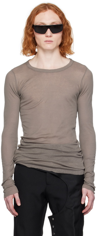 Photo: Rick Owens Taupe Raw Edge Long Sleeve T-Shirt