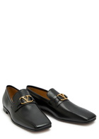 Valentino Garavani Vlogo Grained Leather Loafers Black
