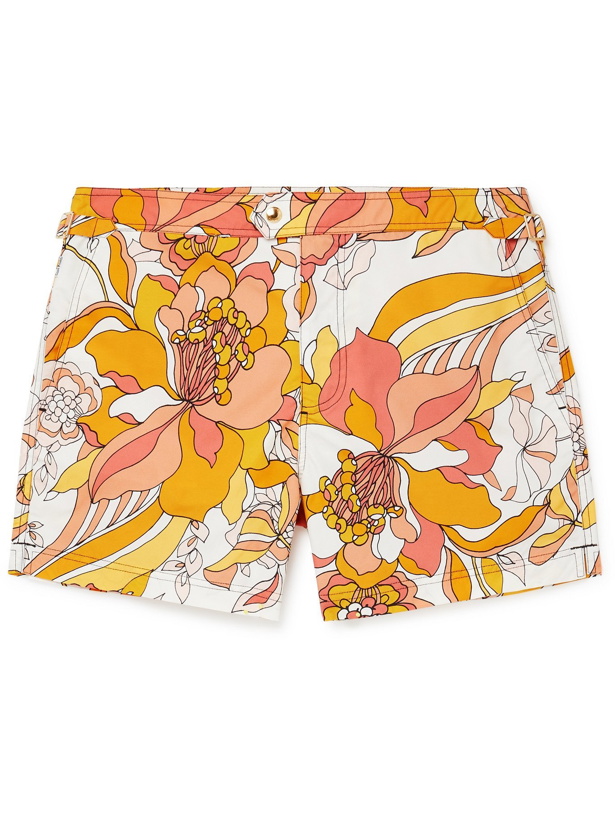 Photo: TOM FORD - Mid-Length Floral-Print Swim Shorts - Orange - 44