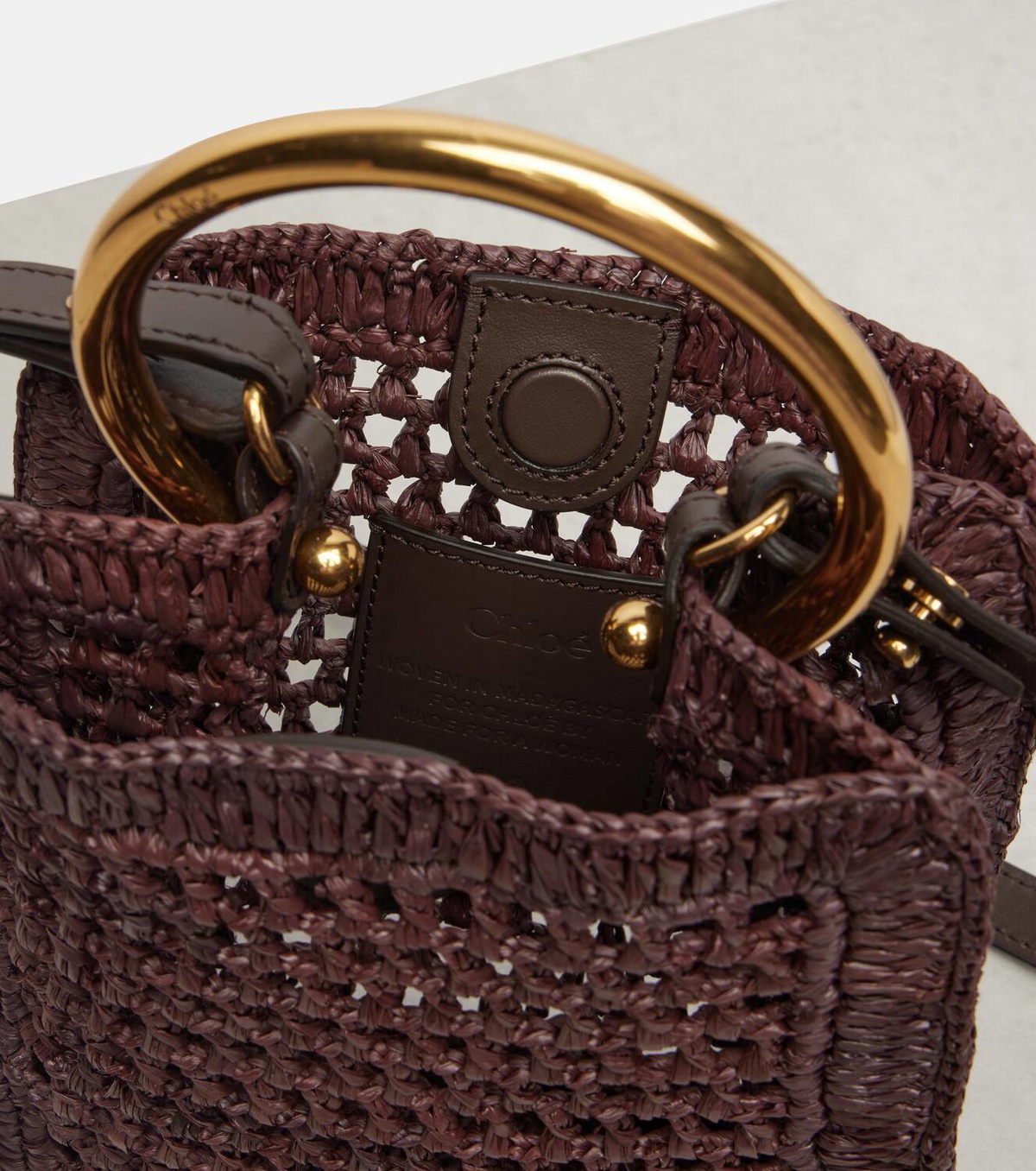Chloé Summer Banana Mini raffia crossbody bag