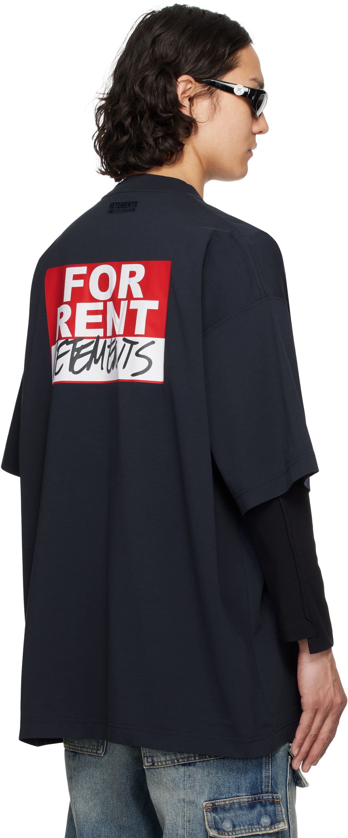 VETEMENTS Navy 'For Rent' Oversized T-shirt Vetements