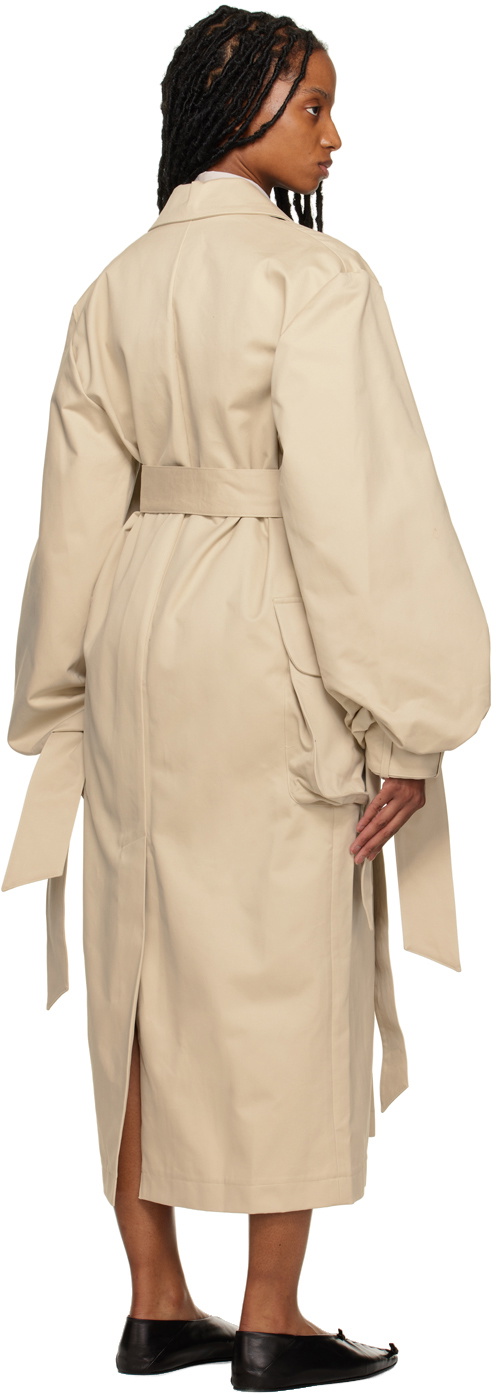 Elleme Beige Maxi Sleeve Trench Coat