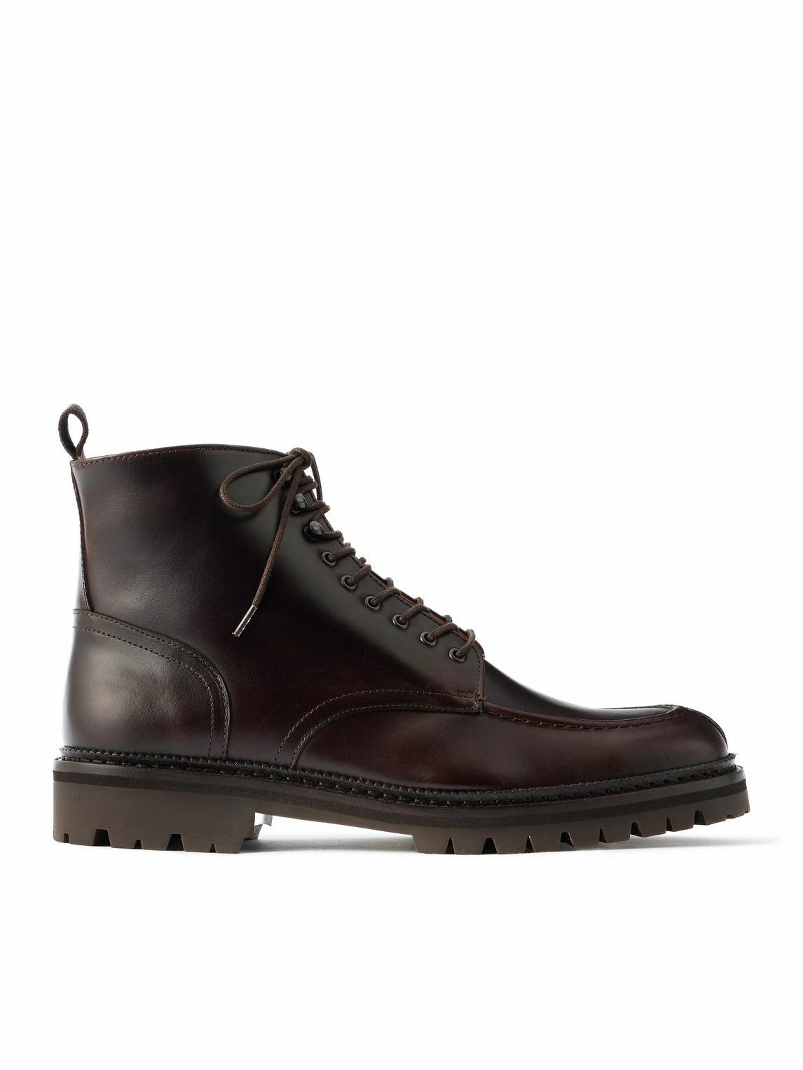 Mr P. - Commander Shearling-Lined Leather Lace-Up Boots - Brown