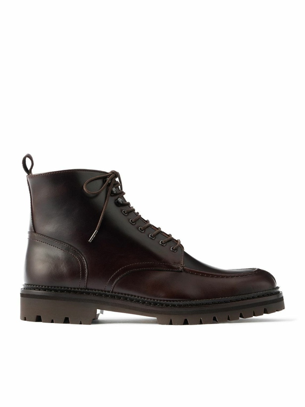 Photo: Mr P. - Commander Shearling-Lined Leather Lace-Up Boots - Brown