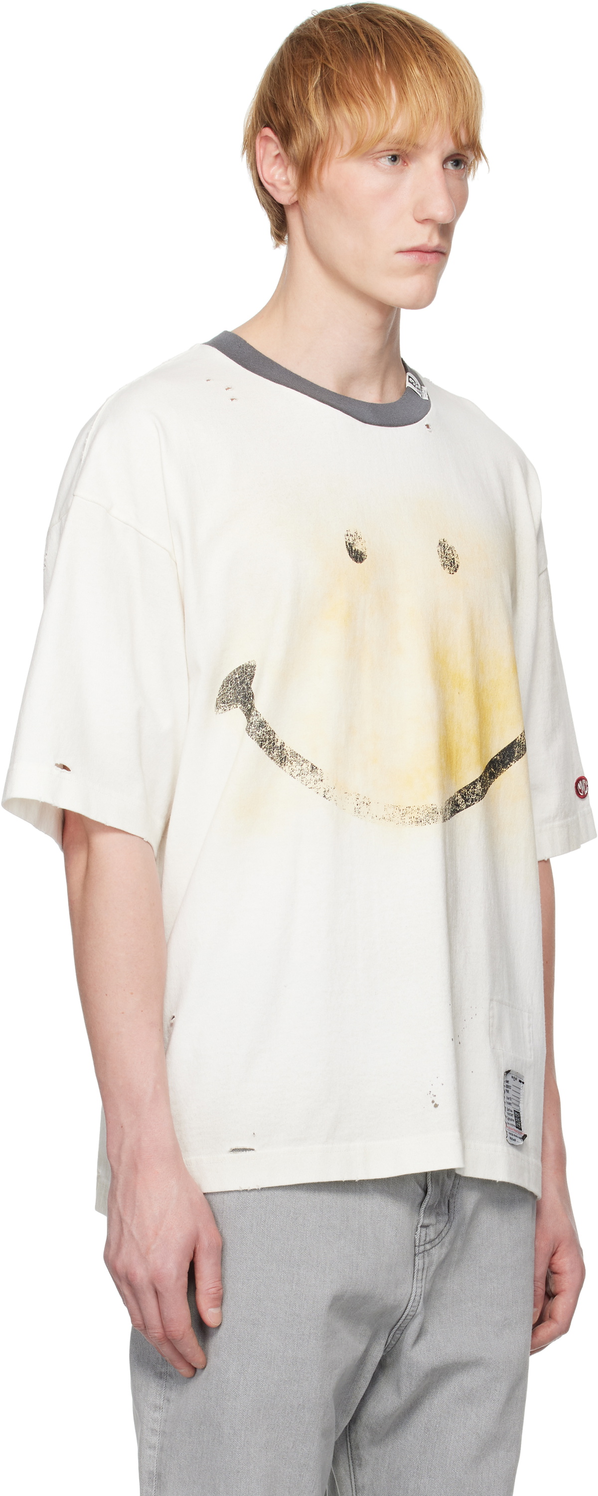 Maison MIHARA YASUHIRO White Smiley Face Printed T-shirt Maison