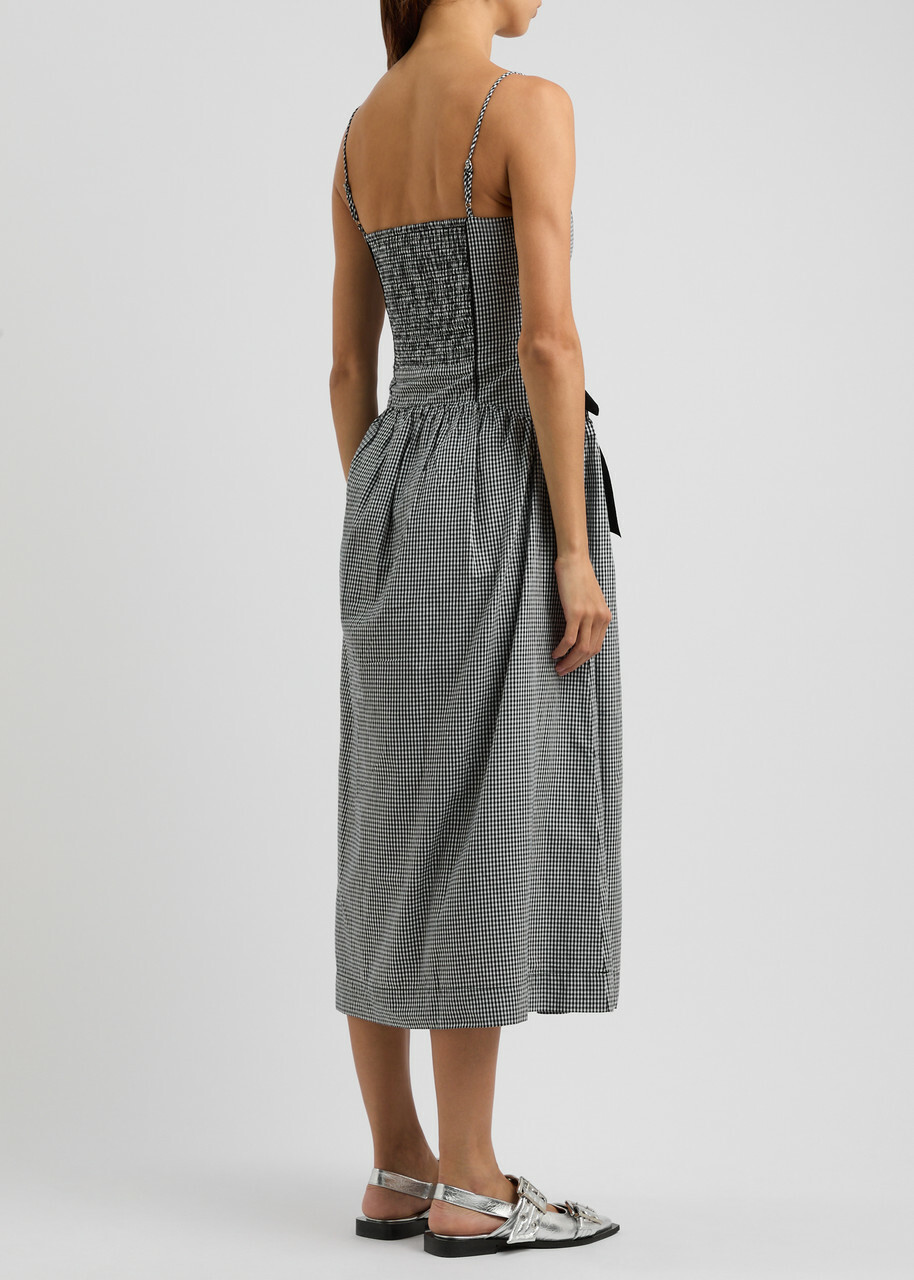 Damson madder◆Gingham Cotton Midi Dress Damson Madder Persephone Gingham Cotton Midi Dress Black Damson Madder