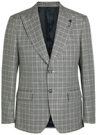 Lardini Houndstooth Cotton and Flax-blend Blazer Grey
