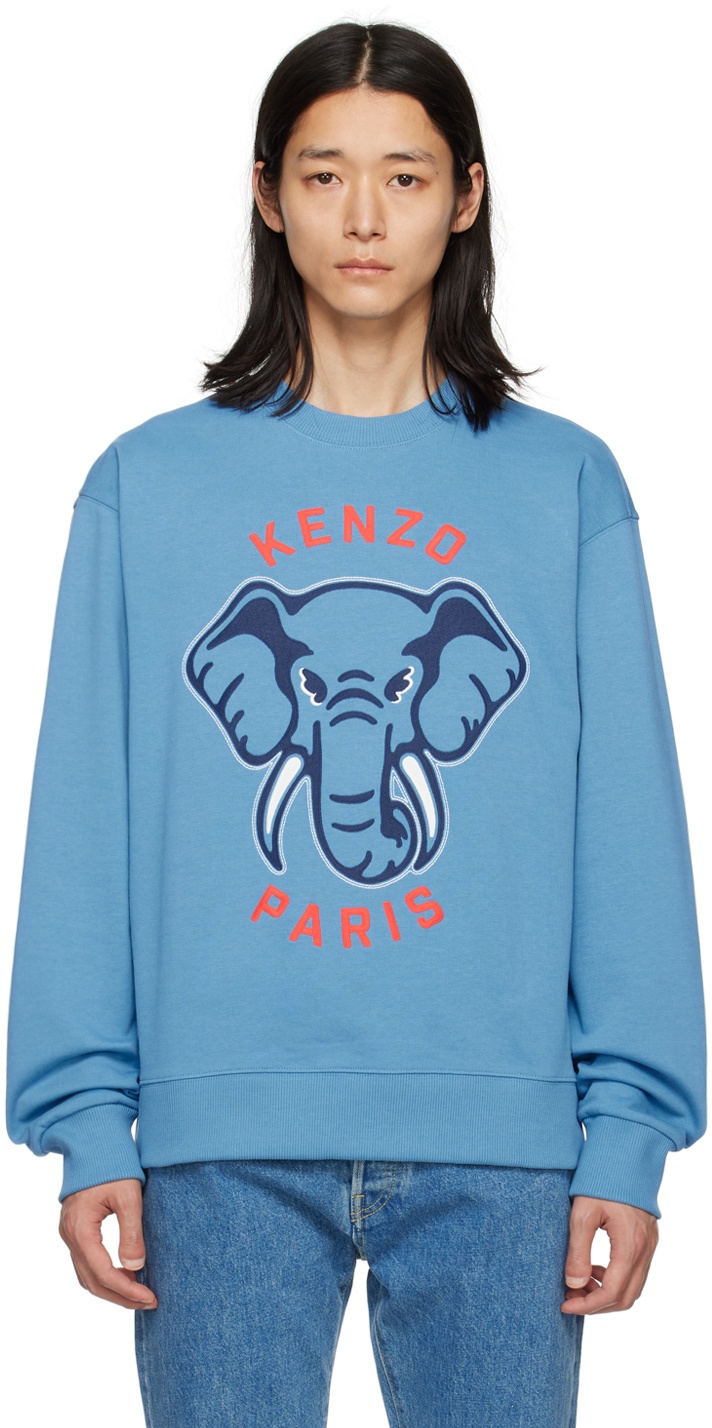 Photo: Kenzo Blue Kenzo Paris Varsity Jungle Elephant Sweatshirt