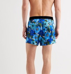 TOM FORD - Velvet-Trimmed Floral-Print Stretch-Silk Satin Boxer Shorts - Blue