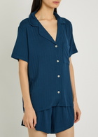 Eberjey Gisele Ribbed Jersey Pyjama set Navy