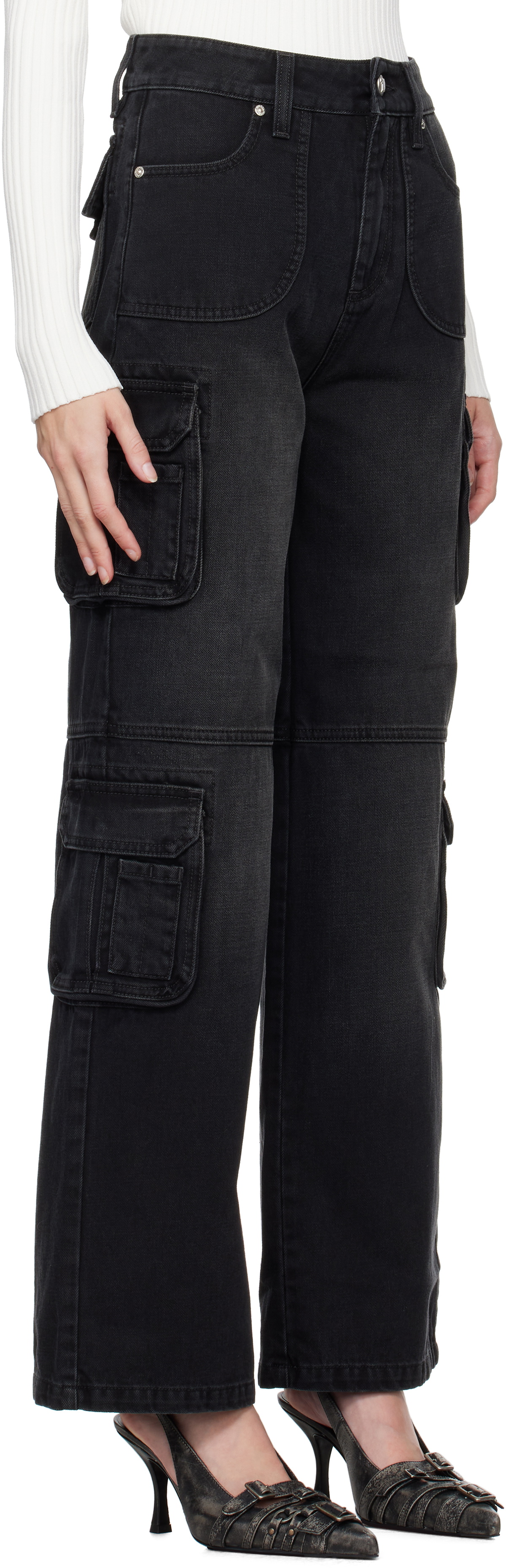 MISBHV Black Washed Cargo Jeans