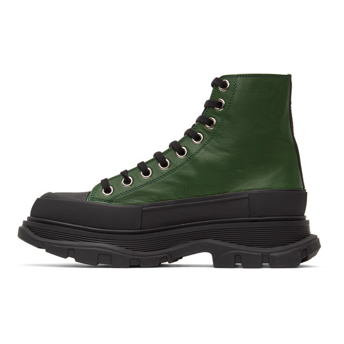スニーカー ALEXANDER MCQUEEN Sea Green Leather Tread Slick Sneakers Alexander Mcqueen Sea Green Leather Tread Slick Sneakers for